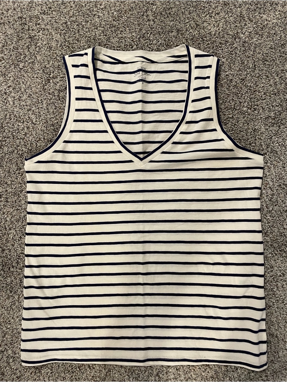 J. Crew Striped V-Neck Tank - White & Navy